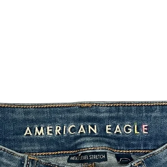 American Eagle Women’s Flare Jeans Blue Denim Stretch Mid Rise Classic Size 00 - Picture 2 of 15